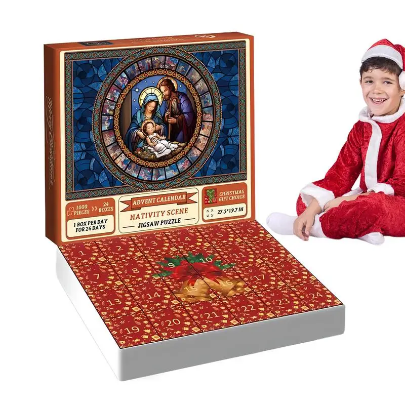 

Christmas Puzzle Advent Calendar Nativity Scene Holiday Puzzles 1000 Pieces 24 Days Christmas Vacation Puzzle Winter Puzzles