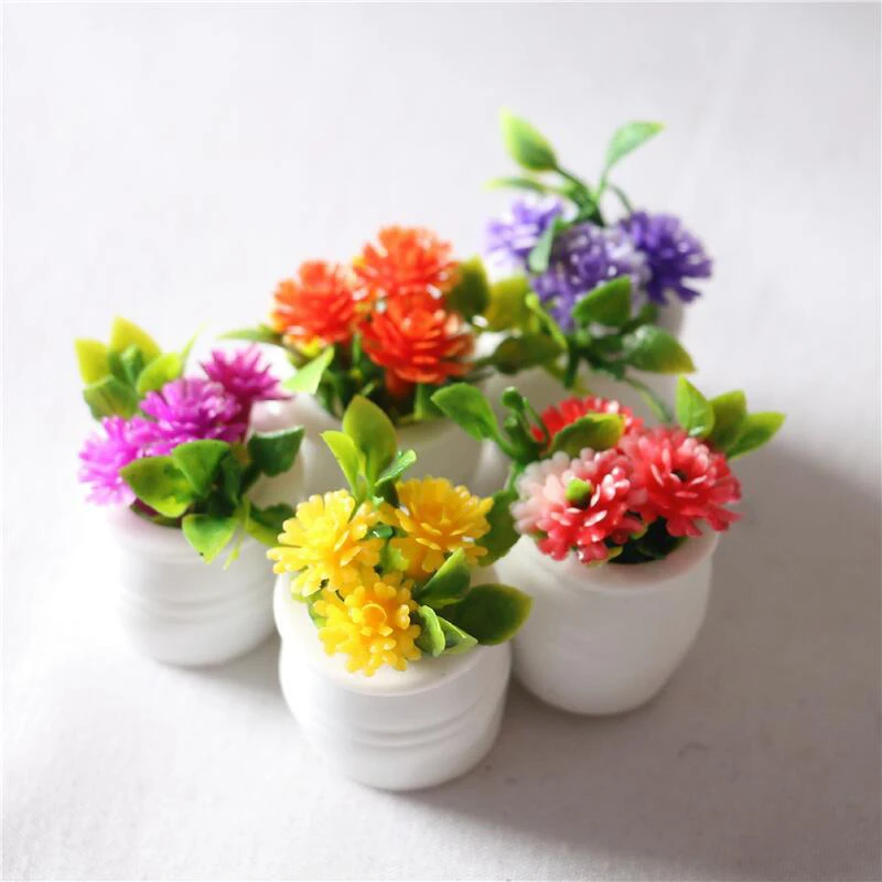 

3pcs 1:12 Dollhouse Accessories Miniature Green Plant In Pot Simulation Potted Plants Bonsai For Garden Decor