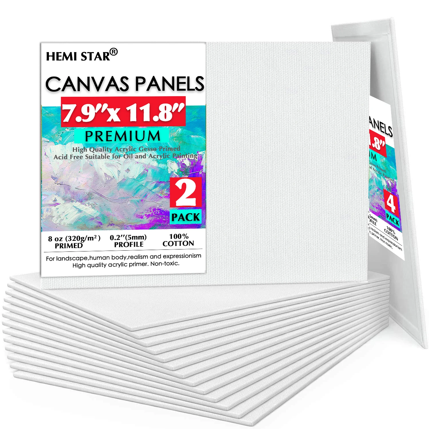 Canvas Panels 2 Pieces Primed Acid-Free 100% Cotton White Paint