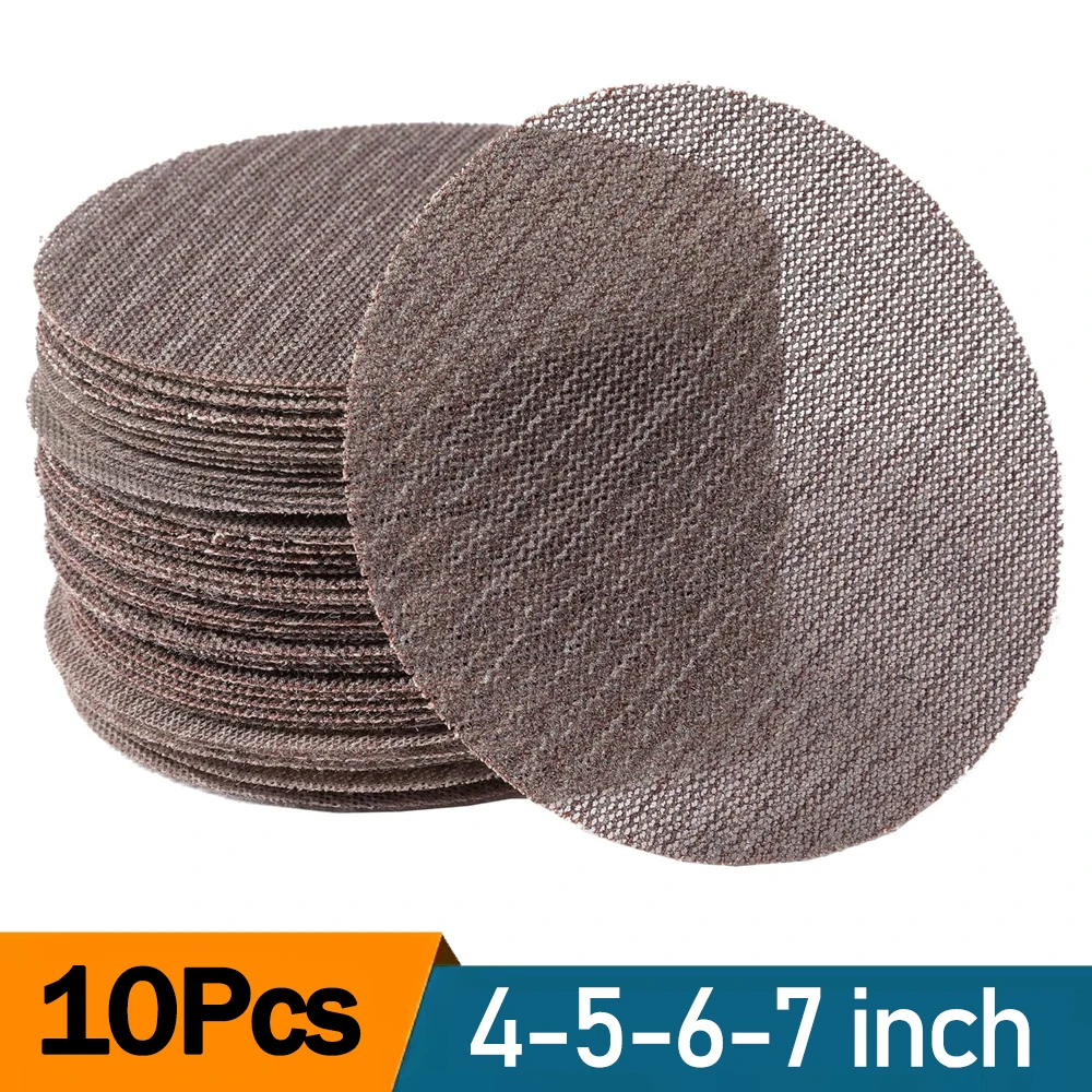 Mesh sanding discs 10Pcs 4/5/6/7inch Hook&Loop Abrasive Dust Free Disc Anti-Blocking Sharp Grinding Sandpaper for Wood Furniture