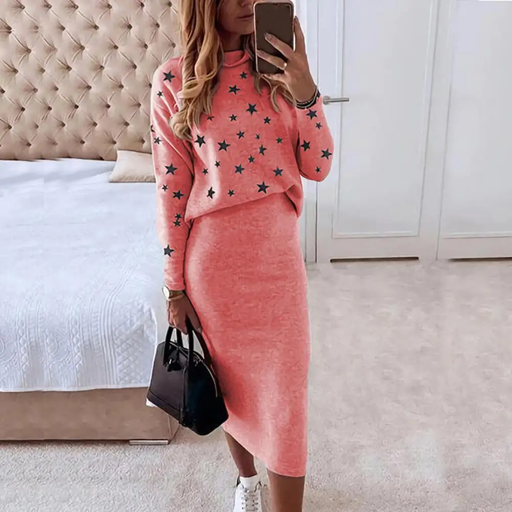 

2 шт./комплект, женская блузка с длинным рукавом и юбка