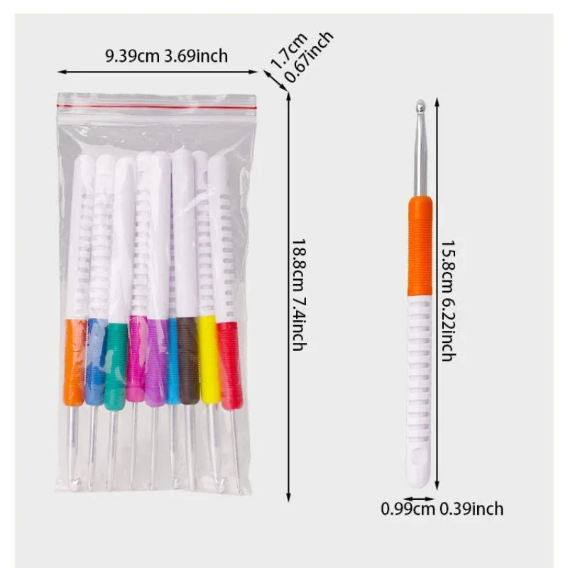 ABS Double Color Plastic Handle Crochet A Set of 9 Specifications Sweater Knitting Tools New Double Color DIY Set Crochet