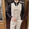 (1 Pcs Vest）2024 Latest Style Design Double Breasted Men Suit Vests Formal Groom Wedding Social Slim Fit Sleeveless Vest Coats 5
