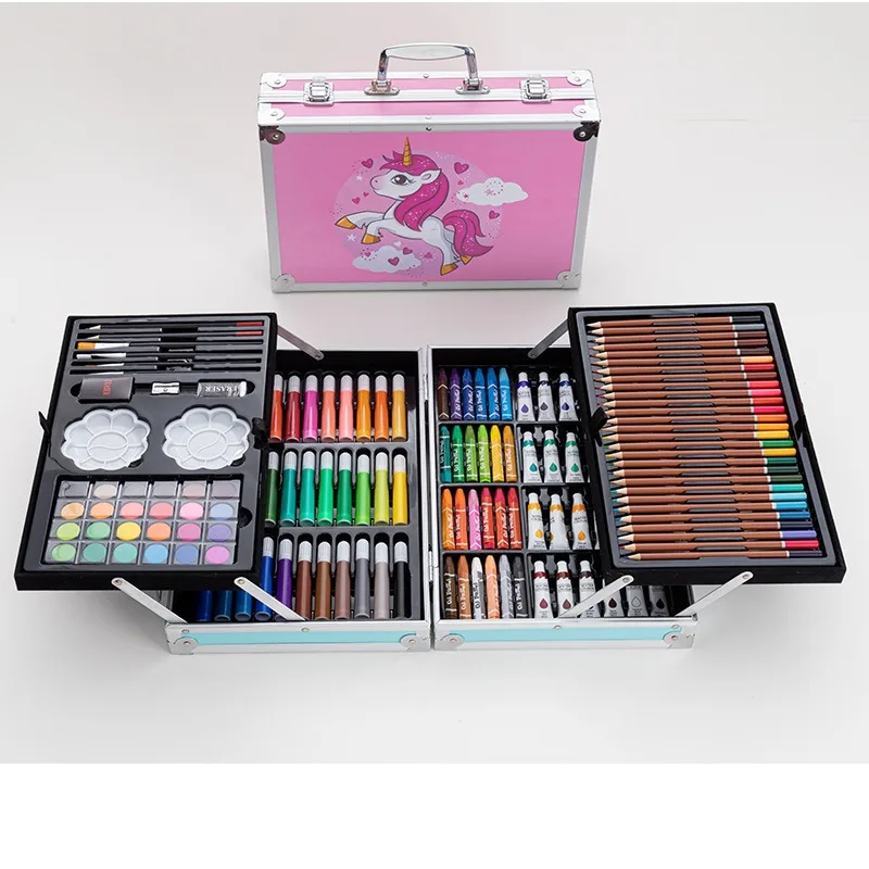 144PCS Painting Art Set Students' Art Supplies Gift Watercolor Pen Oil Pastel Colored Pencil Aluminum Case Art Painting Supplies - 5