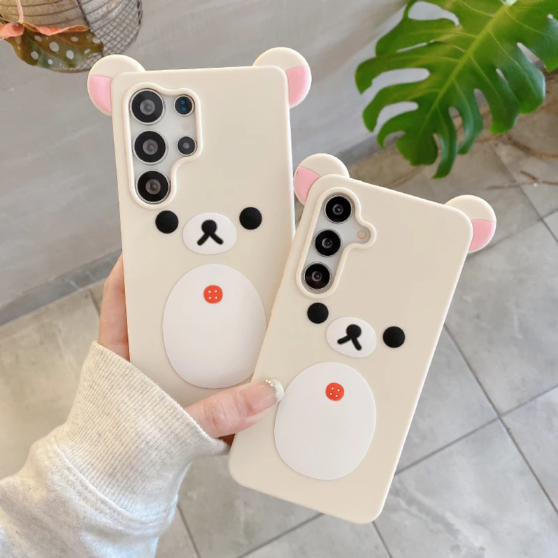 Luxury Solid Color Rilakkuma Soft Silicone Shockproof Phone Case - Premium Bumper Back Cover