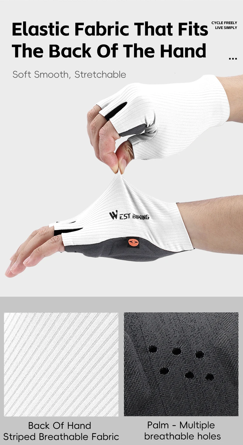WEST BIKING Fahrradhandschuhe ELASTIC INTERFACE TEAM PALM 80 KG/m³ Polsterung Radfahrhandschuhe Unisex Rutschfeste Halbfinger-Fahrradhandschuhe – Detail 25