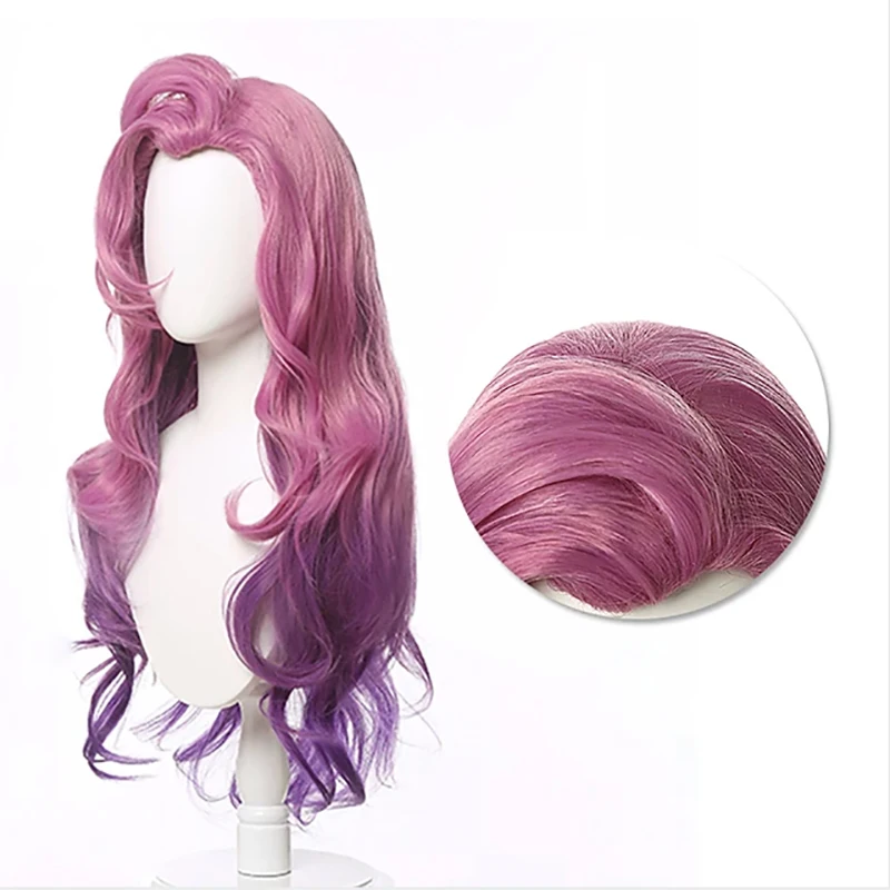 HAIRJOY LoL Seraphine Cosplay Wig KDA Cosplays Curly Pink Purple Green Wigs Heat Resistant Synthetic Hair