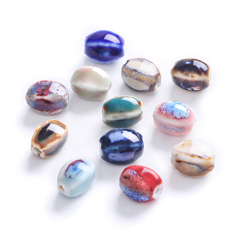 10pcs 13x10mm Quadrangle Oval Handmade Glazed Ceramic Porcelain Loose Beads For Jewelry Making DIY Crafts Findings 10pcs wp9 20 25 ceramic nozzle 13n08 13n09 porcelain nozzle welding torch argon arc welding tig welder accessory assembly