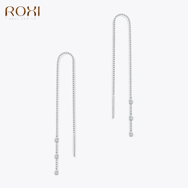 

Украшения-гвоздики женские ROXI, из 925 серебра, длинные, с цепочкой, 925