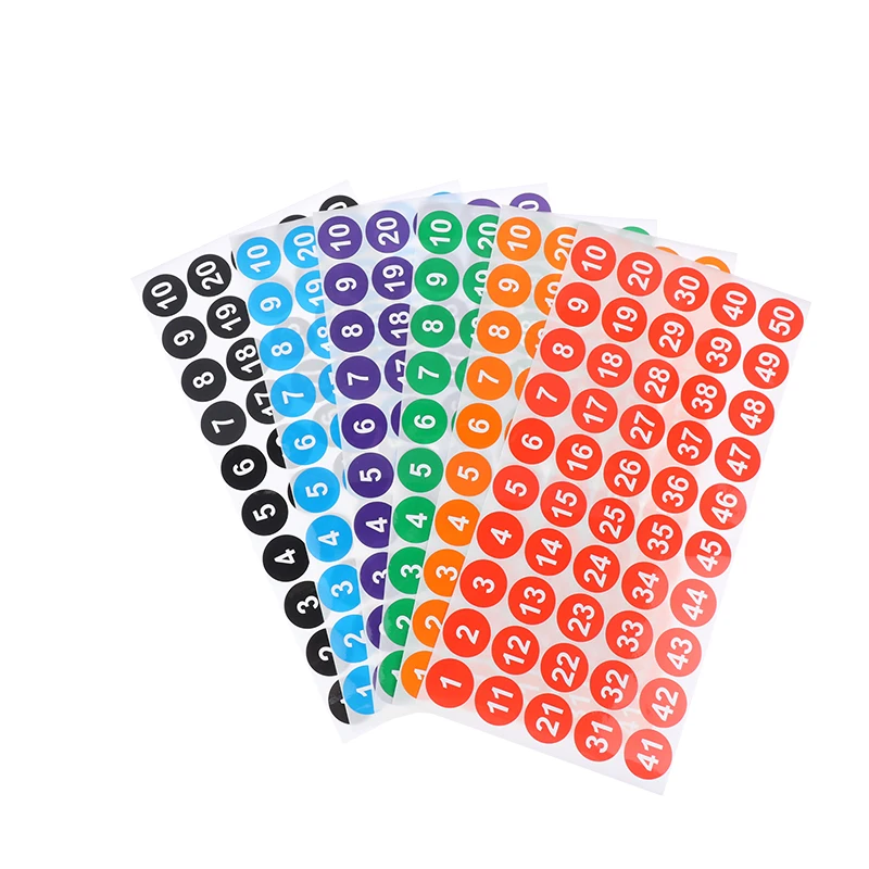 4Sheets 2.54CM Digital Stickers 1-200 Consecutive Number Self-Adhesive Labels DIY Nail Polish Bottle Tableware Scrapbooking