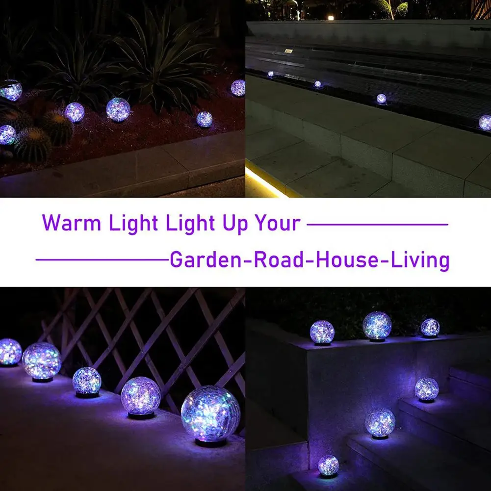 Solar Lawn Light Solar Globe Light Set for Outdoor Garden Waterproof Cracked Glass Ball Lamps with Auto Charging for Patio 3d uv dtf cup wrap stickers pumpkin spice16oz libbey glass can wraps transfers sticker waterproof