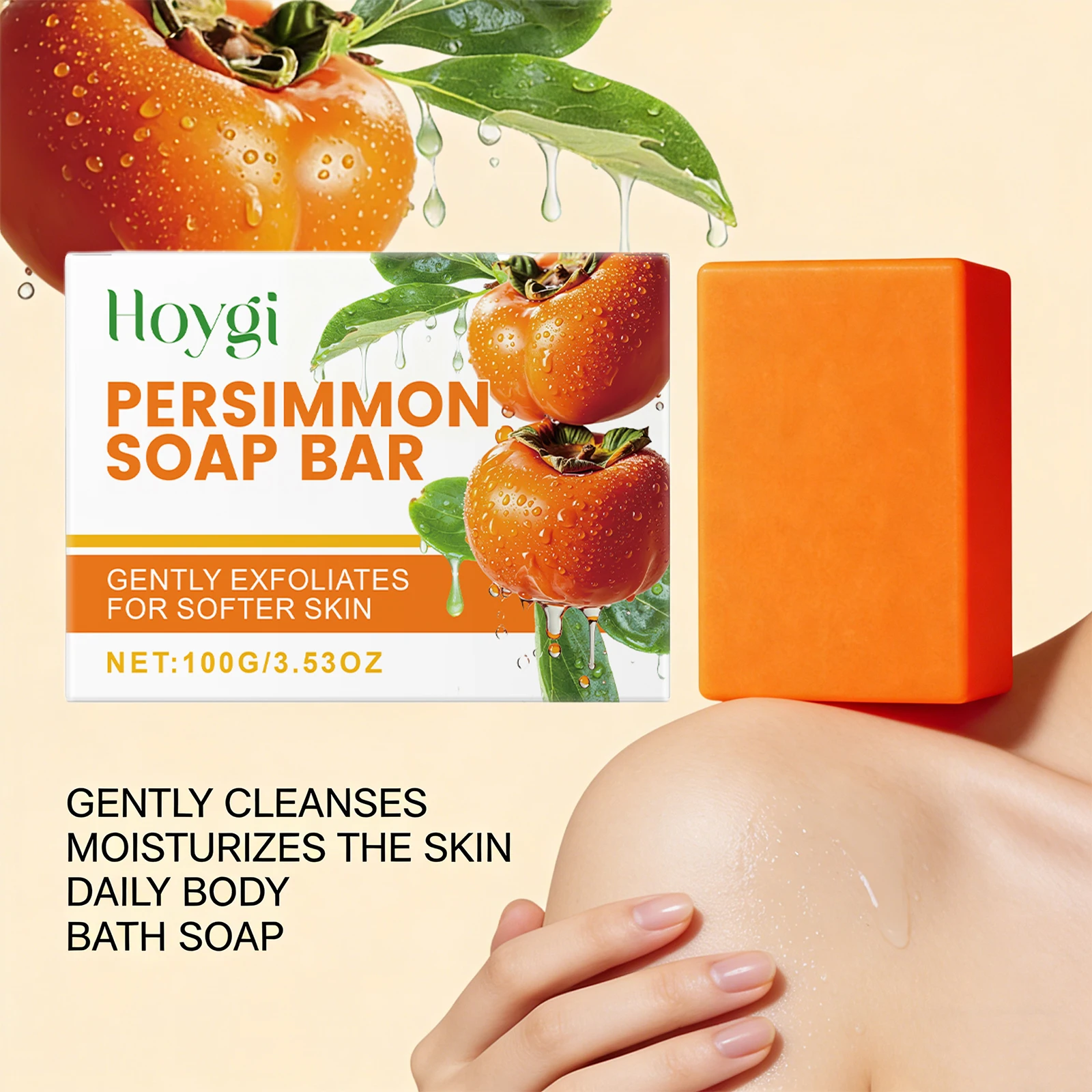 Persimmon Soap Bar Gentle Cleansing Skin Purifying and Deodorizing Soap for Fresh Skin Nourishes and Moisturizes Bath Soap 100g