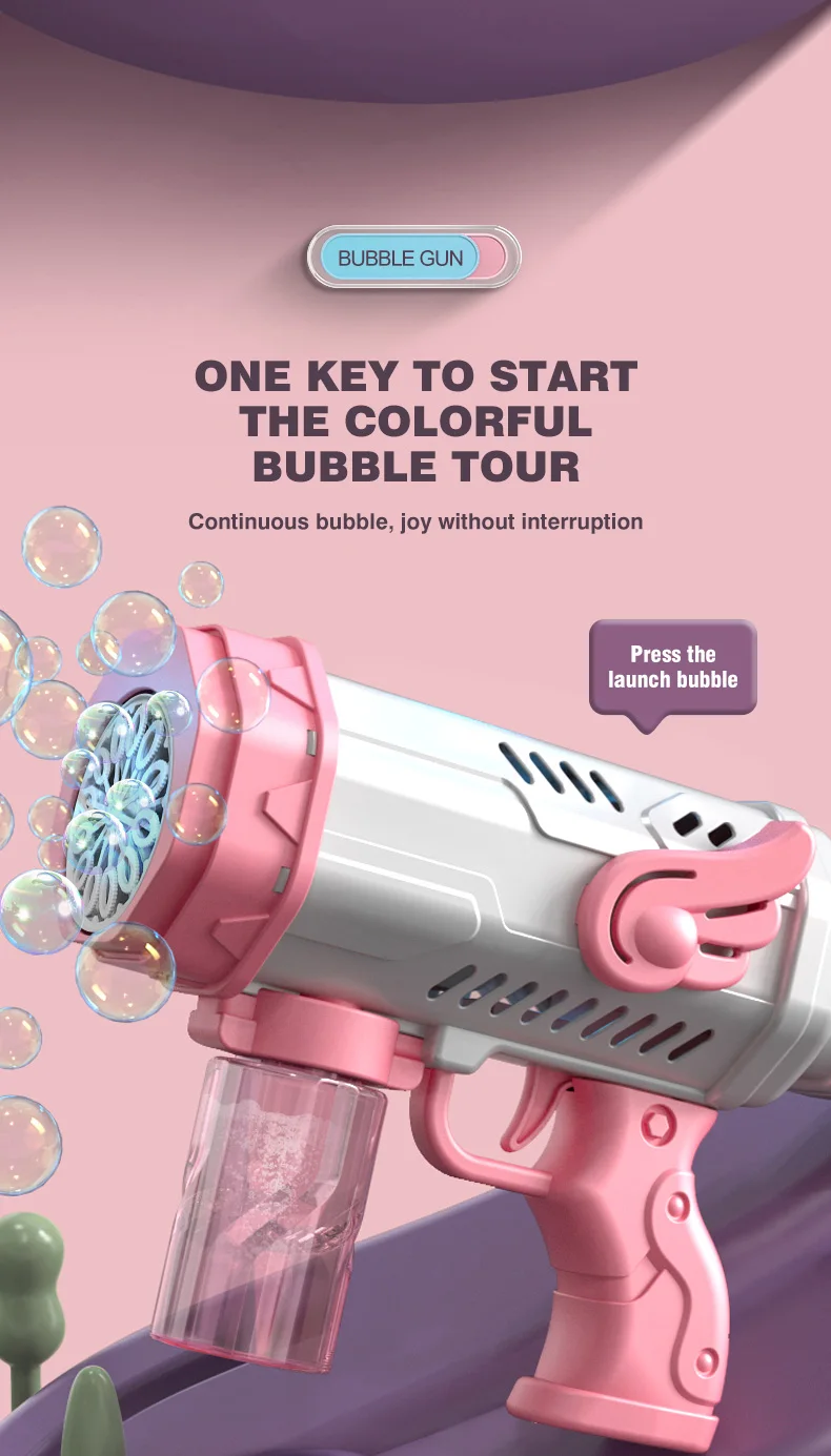 Bubble Gun Automatic Rocket Electric Soap Bubble Blower Machine Children's Toy Summer Outdoor Wedding Party Kids Gift For Boy 6
