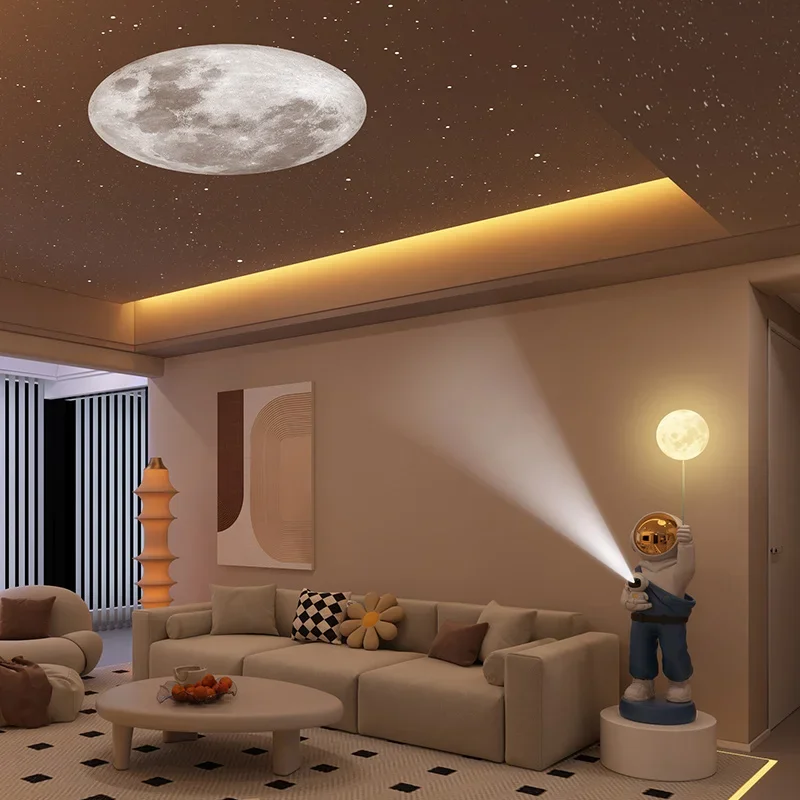 Living Room Decorations,Large Piggy Bank, Astronaut Ornaments, Moon Lamp That Can Emit Light,Starry Sky Projection,Birthday Gift 2