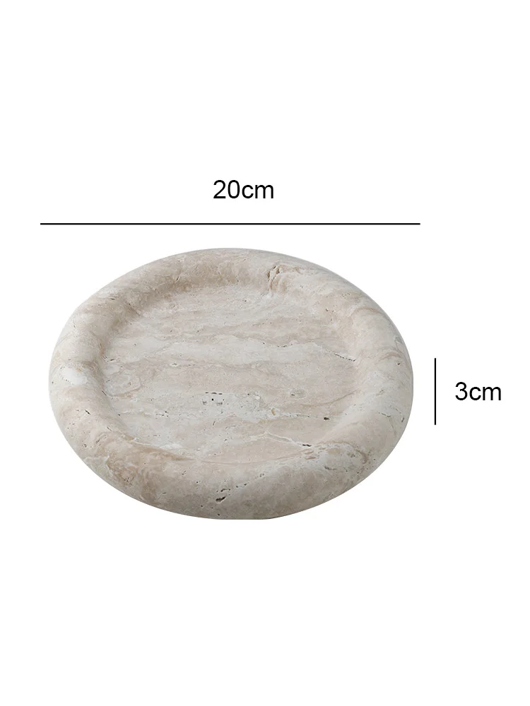 WORHE Italy - Vassoio ovale in marmo, piccolo, per gioielli, candele, profumo, nippes, bagno, cassettiera, cucina, organizer per la decorazione della casa, travertino beige BH102