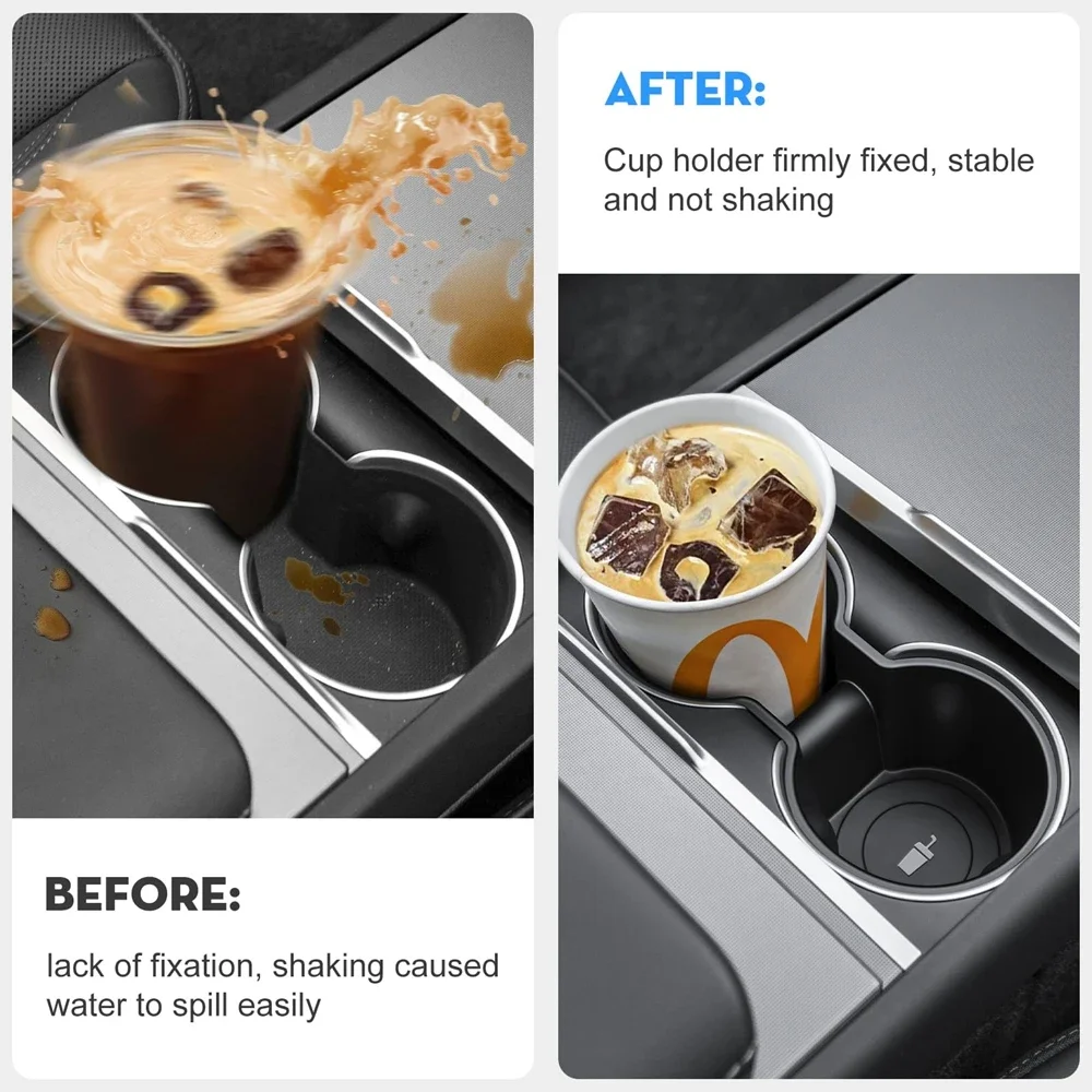Cup Holder for Tesla Model 3 Y Juniper 2025 Center Console Storage Box Armrest Organiser Non-slip Phone Holder Car Accessories