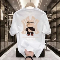 Fashion Bear Print Heavy Cotton Round Neck Short Sleeve T-shirt Men's Summer American Fashion Brand Ins Half Sleeve Loose Top 1