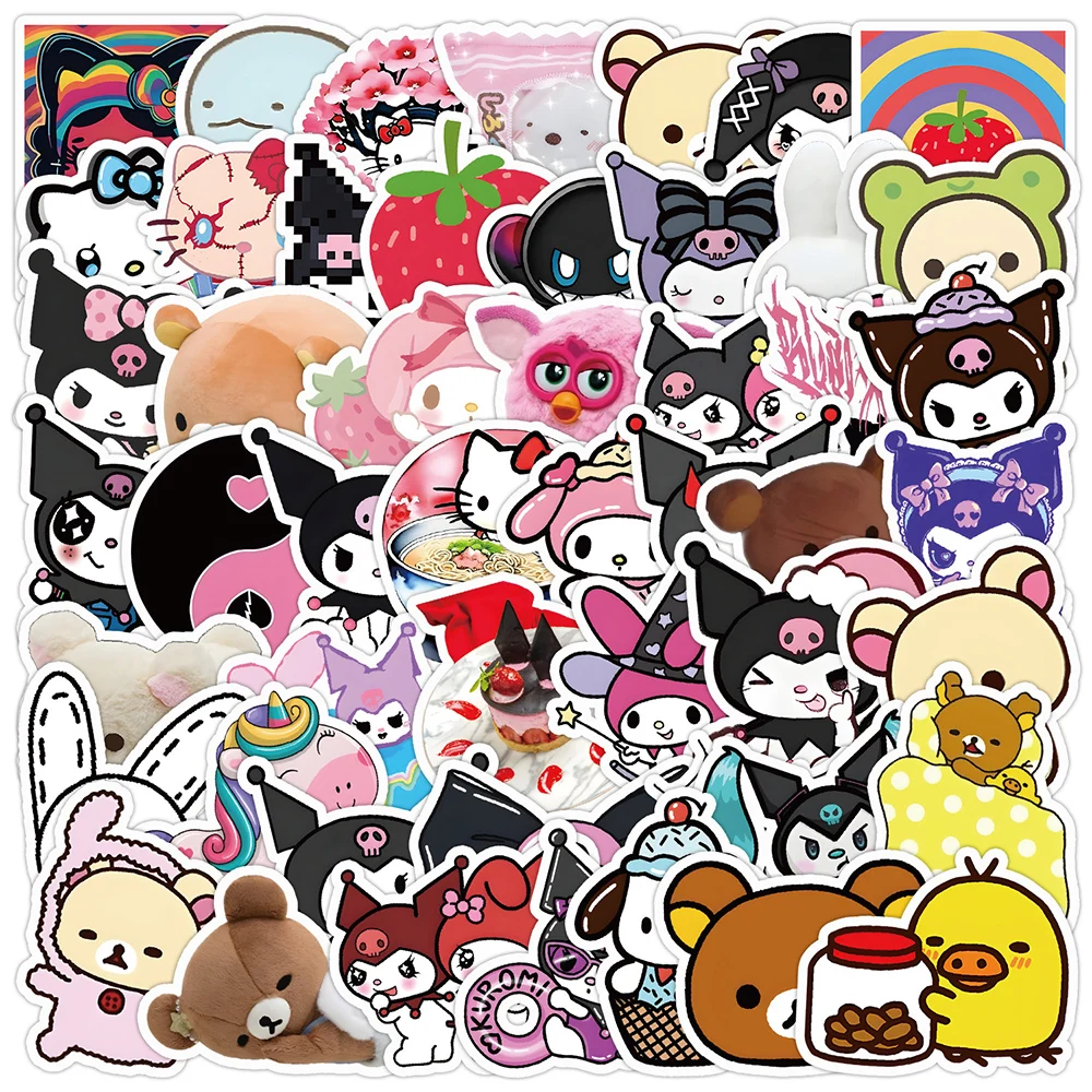 

10/30/50pcs Kawaii Sanrio My Melody Kuromi Hello Kitty Stickers Laptop Phone Suitcase Diary Cute Stationery Sticker Kids Toys