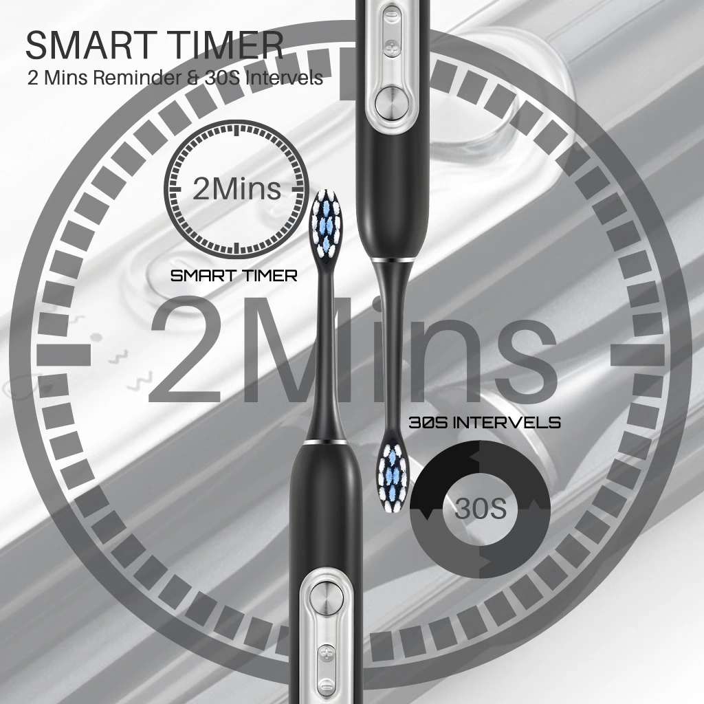 Electric Toothbrush SUBORT S7 Super Sonic for Adult Kid Smart Timer Whitening IPX7 Waterproof Replaceable Heads Set