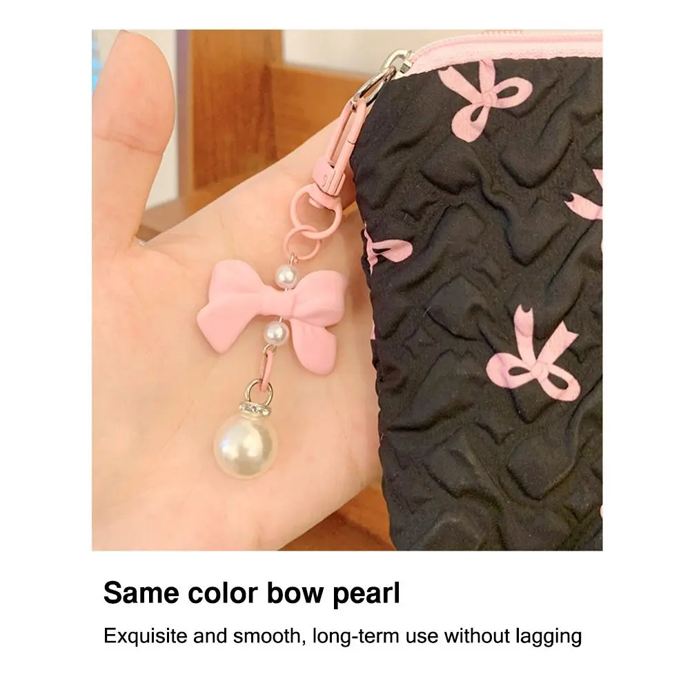 Cotton Makeup Bag for Women Quilted Travel Cosmetic Bag Girls' Make Up Organizer Portable Little Bow Makeup Pouch