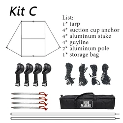Bat Wing Car Side Awning: Black Coated Waterproof Outdoor Camping Shelter Tent - Off white (Kit C)