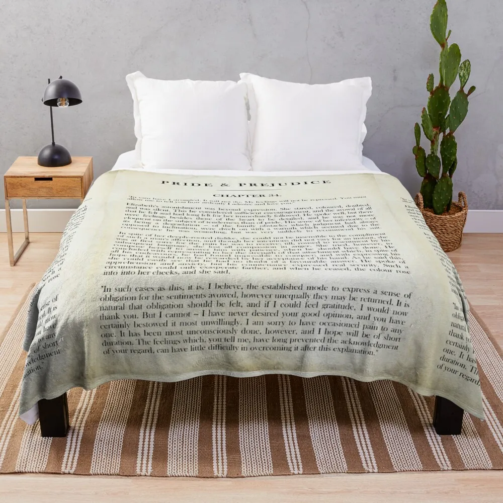 

Pride & Prejudice by Jane Austen - Mr. Darcy: how ardently I admire and love you. - vintage book page Throw Blanket Blanket Sofa