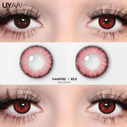 Vibrant Red Anime Cosplay Contact Lenses for Halloween Makeup - Yearly Wear (Vampire Red)
