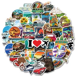 Autocollant dessin animé éducation précoce, 50 pièces, téléphone portable, guitare, casque d'ordinateur portable, Automobile, tasse d'eau, papeterie de décoration 