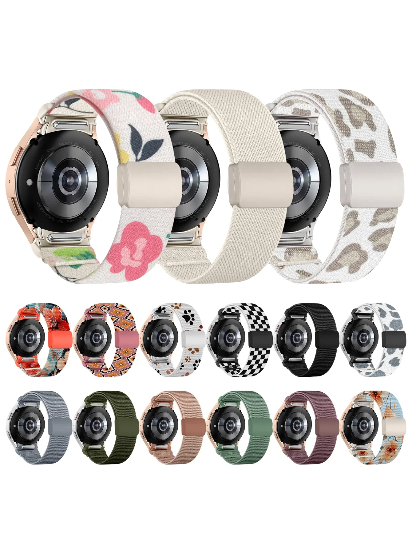 Versatile 20mm Adjustable Nylon Elastic Smartwatch Strap