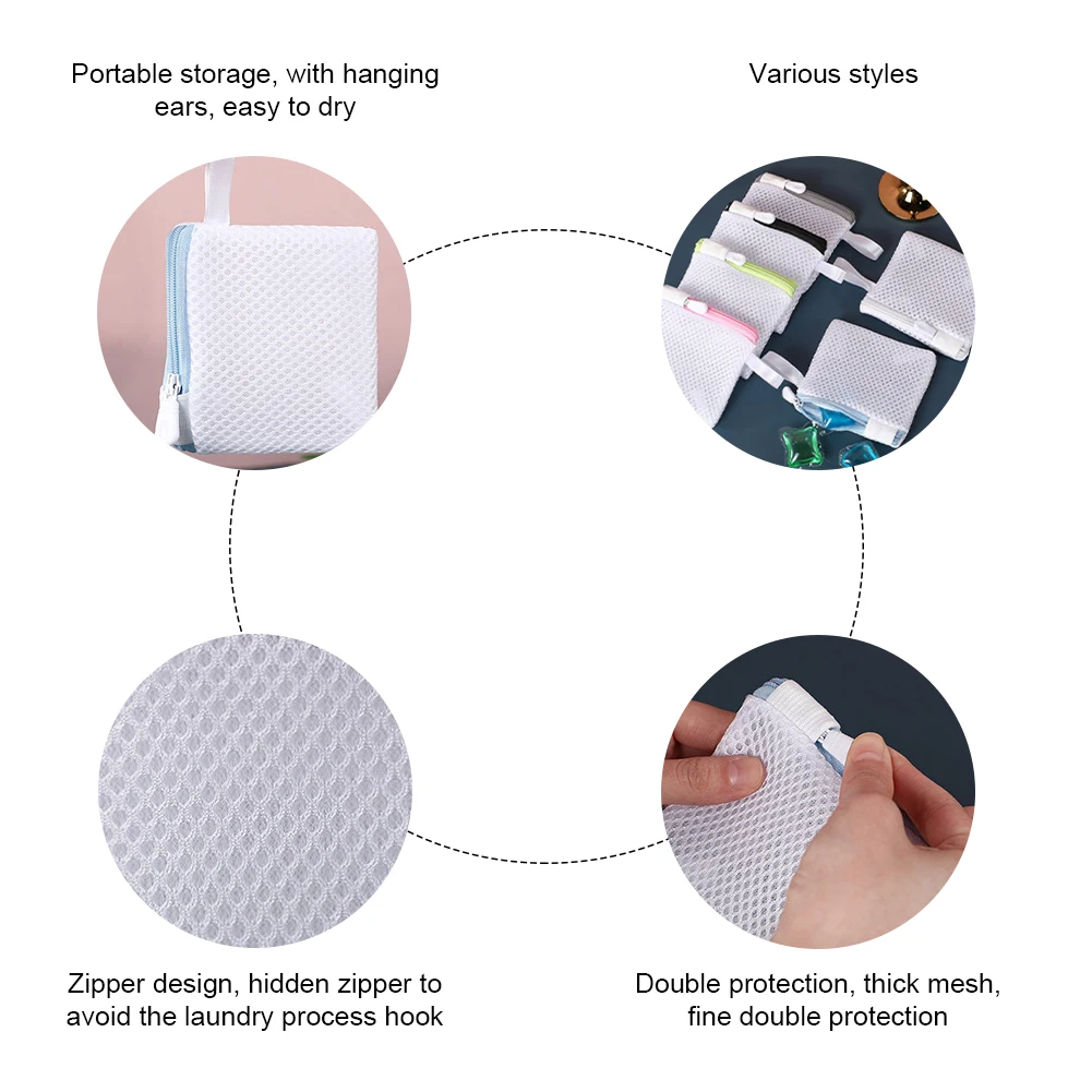1Pc Mesh Laundry Bag Washing Bags with Zipper Travel Laundry Bag for Laundry Blouse Hosiery Stocking Underwear Bra Lingerie 6