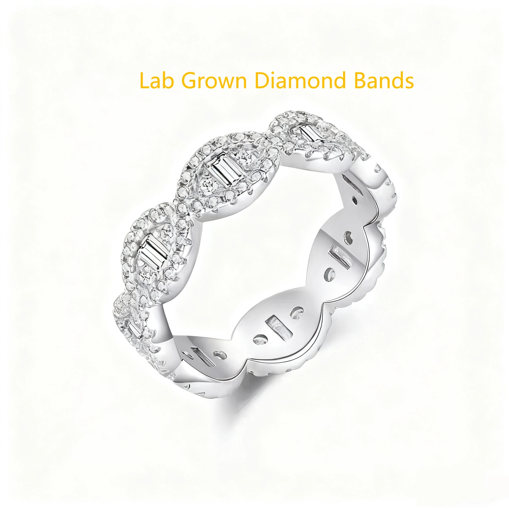 Platin 950 Damen-Jubiläumsgeschenk, im Labor gezüchtet, rund und Baguettes-Diamant, 2 CTW, modischer Ring für Damen, hochwertiger Schmuck