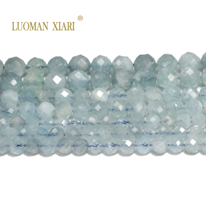 100% Natural Stone Faceted AAA+Aquamarine Blue Round Gemstone Loose Beads For Jewelry Making  DIY Bracelet Necklace 6/8/10MM 5