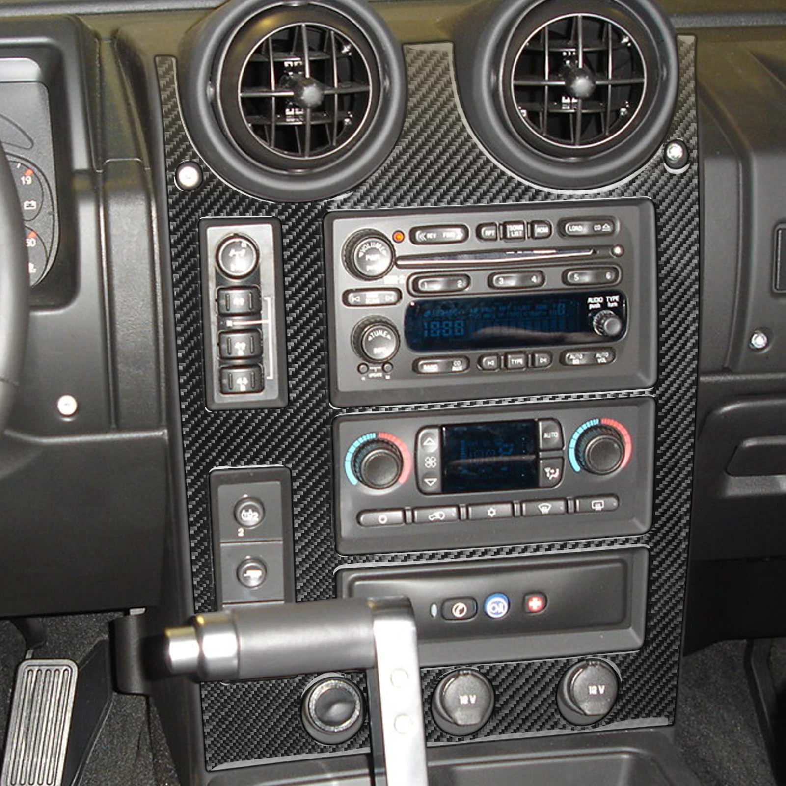 Center Console Radio CD Control Panel Carbon Fiber Sticker