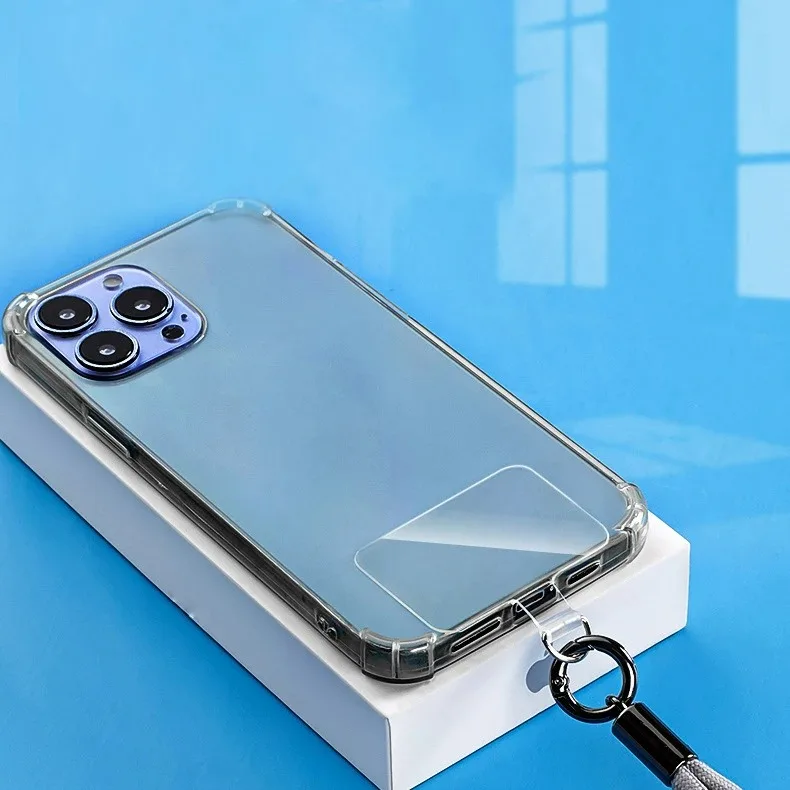 Transparent Phone Anti-lost Lanyard Card 1/3/5/10Pcs TPU Universal Tether Tab Loop Hole Hanging Strap Patches Cord Clip Gasket