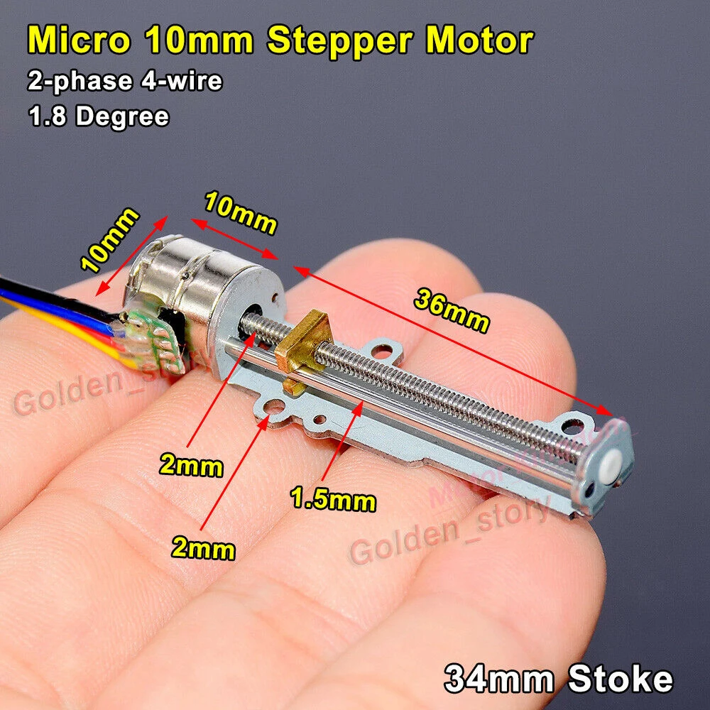 Mini Atuador Linear de Precisão 34 mm 10 mm Micro 5v Fases Fios Motor de Passo Longo Linear Parafuso Slider Porca Faça Você Mesmo Xyz Impressora 3d