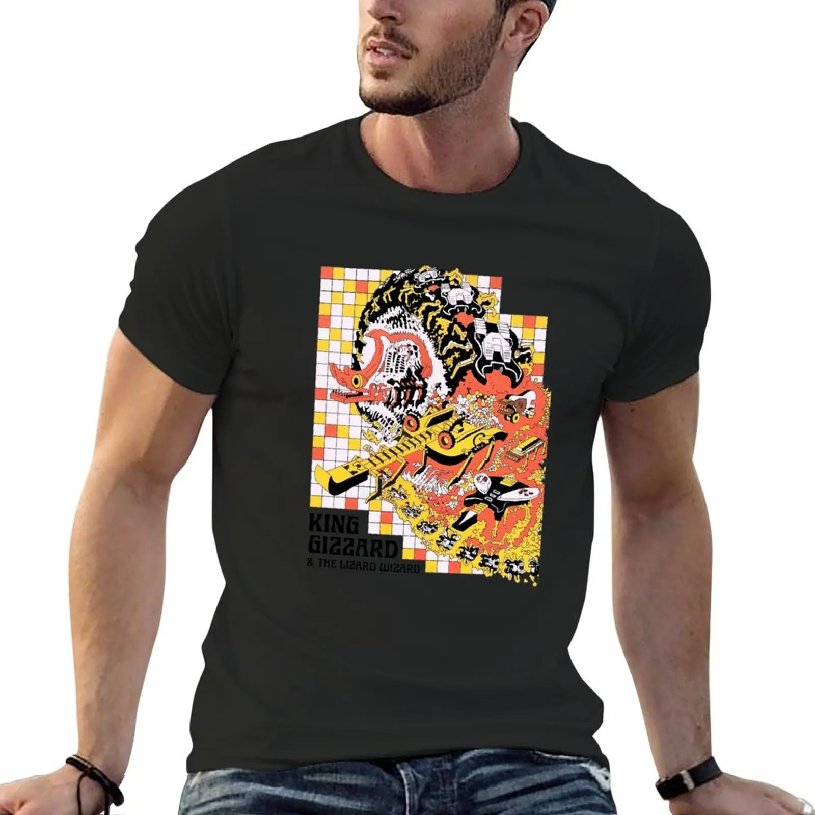 

King Gizzard and the Lizard Wizard Cubist Psych T-Shirt oversizeds boys whites funny t shirts for men