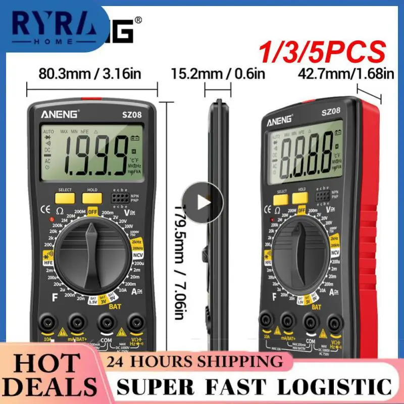 

1/3/5PCS SZ08 Digital Multimeter Ultra-thin storage Professional Multimetro Auto Voltmeter DC 220V Resistance Handhold