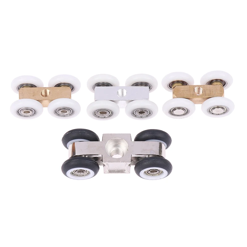 Household Shower Room Copper Four-wheel Hanging Pulley Roller For Bathroom Glass Slide Door Waterproof Bearing Crane Toilet Door shower room pulley shower door rollers sliding door roller shower room rollers sliding door pulley