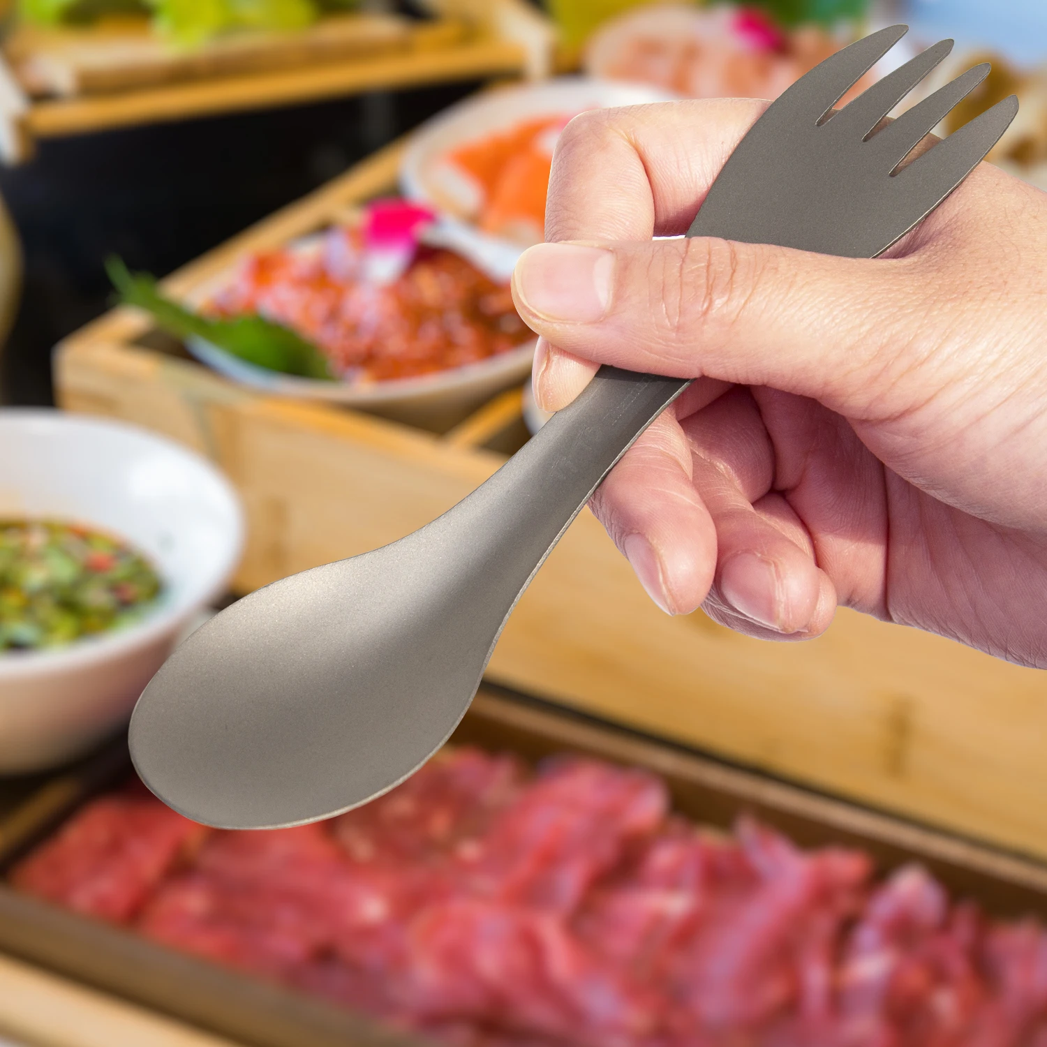 Tito Titán spork Evező lapátja ultralight cookware Maroktelefon számára kültéri kemping Piknik kiegészítők Migráció utazási 2in1 Edények és evőeszközök