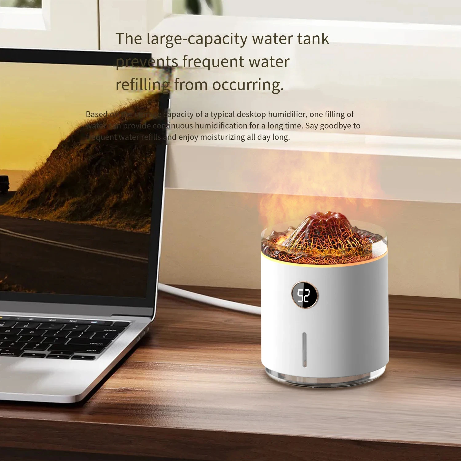 USB Charging Air Humidifier Volcano Flame Lamp