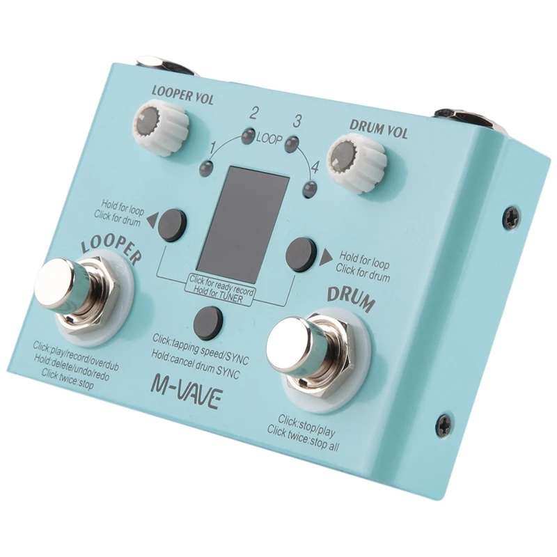 

M-VAVE Lost Tempo Drum Machines & Looper Pedal Built-In 30 Drums 11 Mins Recoding Time High Precision Tuner