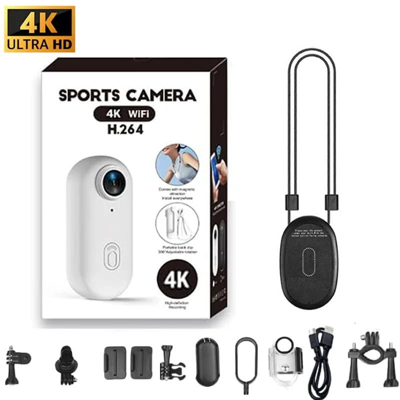 Sports Camera ﻿ 4K FHD With TF Card Video Recording In Helmet Motorcycle Bike Thumb Size Snap Cam Waterproof Case Action Camera
