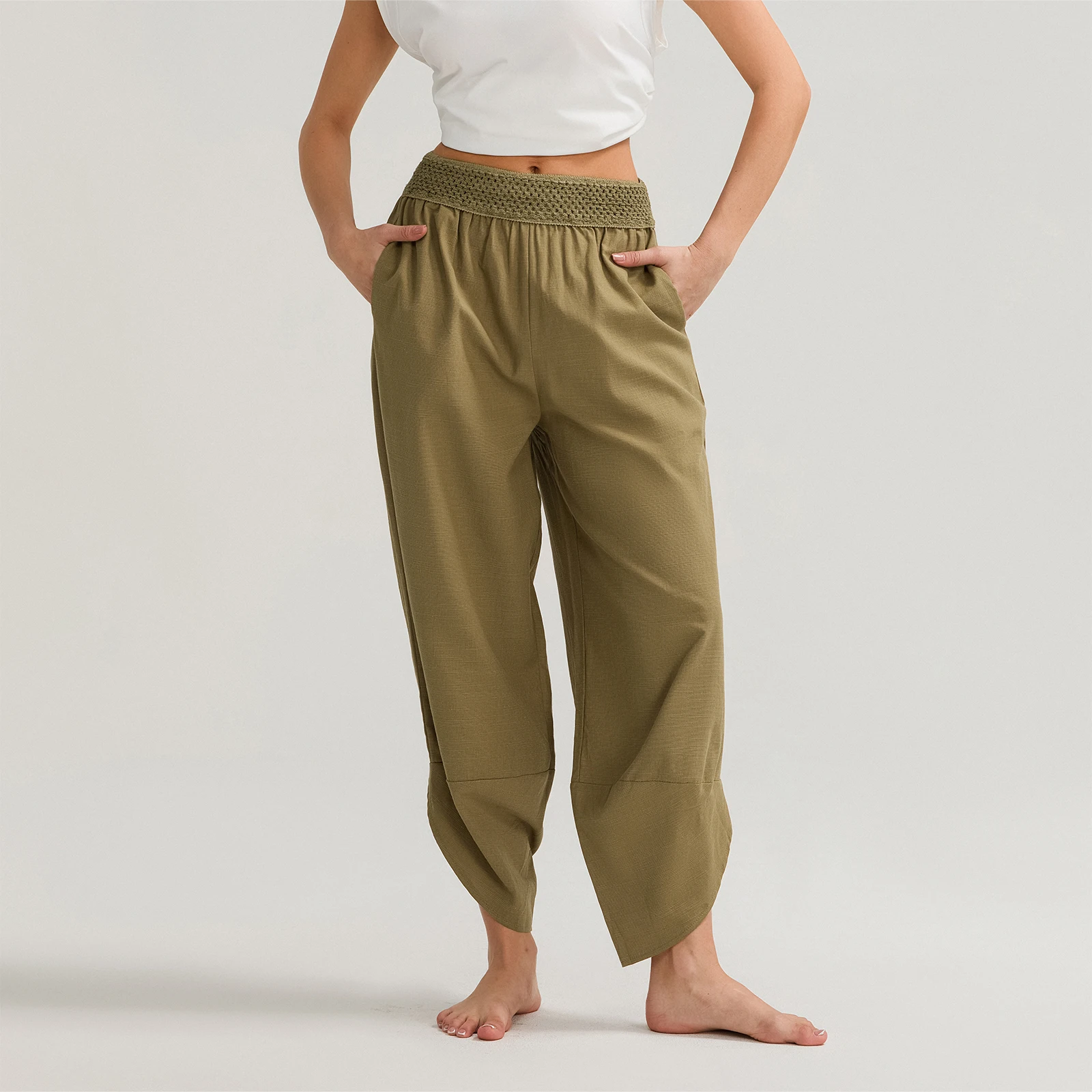 Women Low Waist Baggy Trousers Harem Pants Casual Hippy Loose Trousers Bohe Elastic Waist Loose Meditation Pants Sweatpants