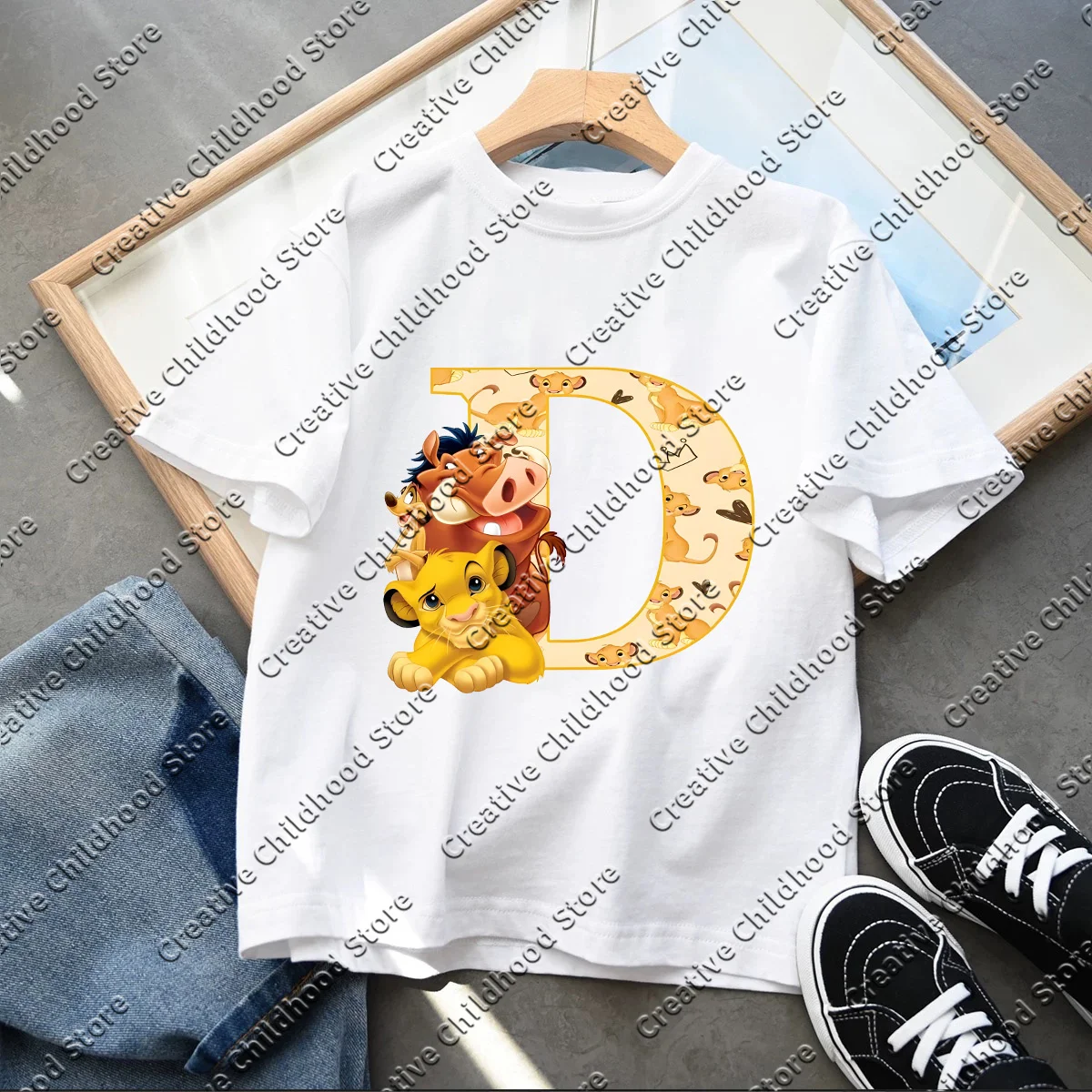 2025 Disney The Lion King Cute Simba Letter A B C D Print Kids T-Shirts Girls Clothes Baby Boys T shirt Summer Children Tops 5