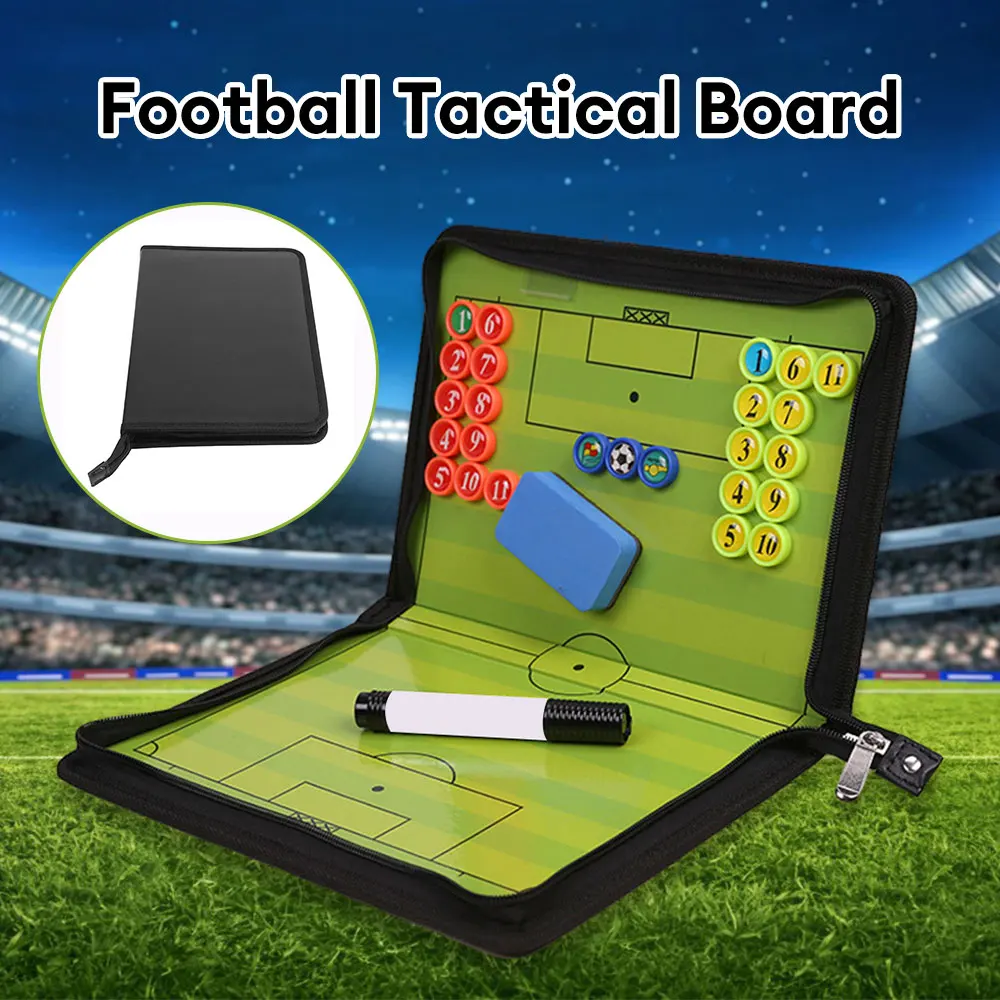 Foldable Football Tactical Board Magnetic Soccer Coaching Clipboard Football Game Training Tactic Folder Portable Erasable Board