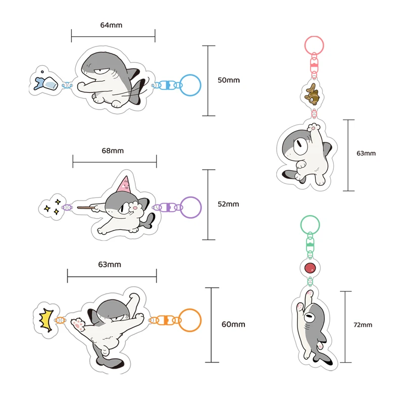 Anime Sharkitty Keychain Game Figure Acrylic Pendant Jewelry Key Chain Fan Gift Handbag Keychains KeyRing 6