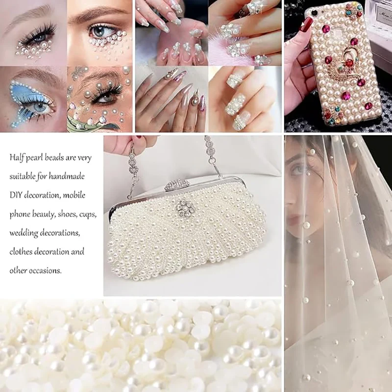 Half Flatback Imitation Pearls Beads ABS Half Round Loose For Nail Art DIY Craft Garment 2-16mm 30-1000Pcs