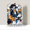 Cute Girl With Cats Throw Blanket King Size Custom Blankets & Throws Home Interior Fluffy Plaid Luxury Bedding Beach Towel Knee 6