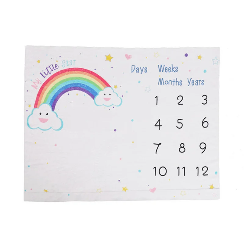 Baby Monthly Milestone Blanket For Girl Boys Floral Wings Newborn Soft Flannel Blanket Photo Prop Background Child Play Mats 2