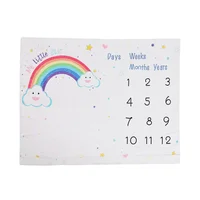 Baby Monthly Milestone Blanket For Girl Boys Floral Wings Newborn Soft Flannel Blanket Photo Prop Background Child Play Mats 2